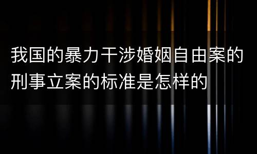 我国的暴力干涉婚姻自由案的刑事立案的标准是怎样的