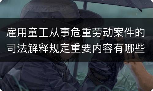 雇用童工从事危重劳动案件的司法解释规定重要内容有哪些