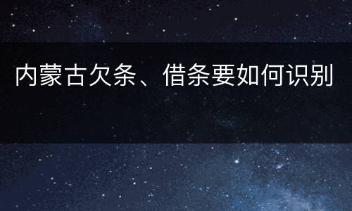 内蒙古欠条、借条要如何识别