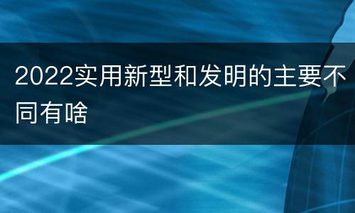 2022实用新型和发明的主要不同有啥