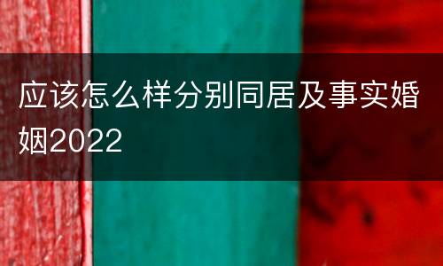 应该怎么样分别同居及事实婚姻2022