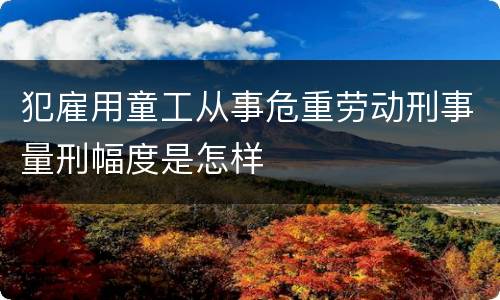 犯雇用童工从事危重劳动刑事量刑幅度是怎样