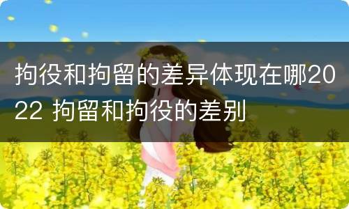 拘役和拘留的差异体现在哪2022 拘留和拘役的差别