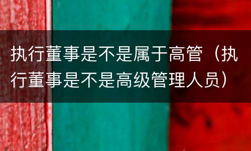 执行董事是不是属于高管（执行董事是不是高级管理人员）