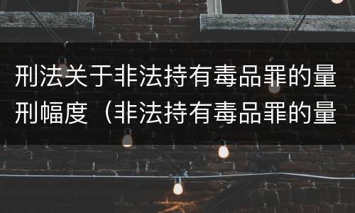 刑法关于非法持有毒品罪的量刑幅度（非法持有毒品罪的量刑标准）