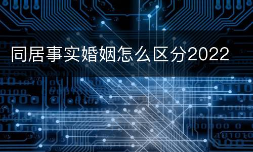 同居事实婚姻怎么区分2022