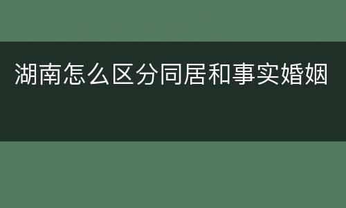 湖南怎么区分同居和事实婚姻