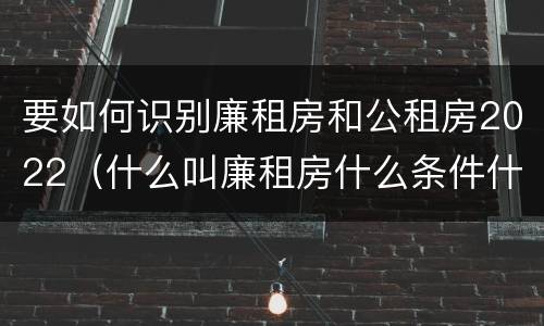 要如何识别廉租房和公租房2022（什么叫廉租房什么条件什么叫公租房）