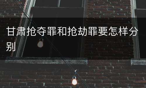 甘肃抢夺罪和抢劫罪要怎样分别