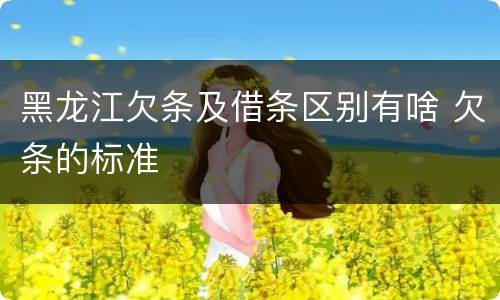 黑龙江欠条及借条区别有啥 欠条的标准