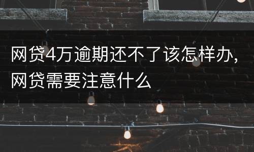 网贷4万逾期还不了该怎样办,网贷需要注意什么
