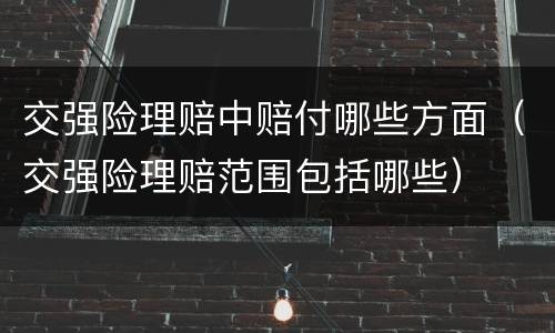 交强险理赔中赔付哪些方面（交强险理赔范围包括哪些）