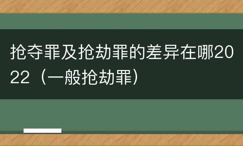 抢夺罪及抢劫罪的差异在哪2022（一般抢劫罪）