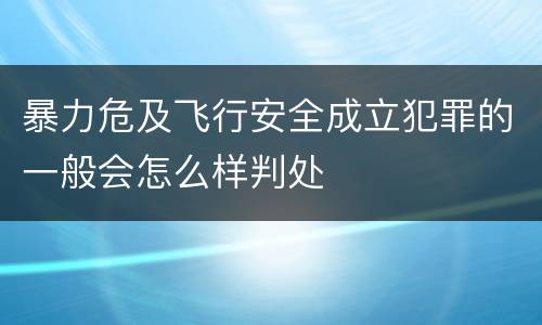 暴力危及飞行安全成立犯罪的一般会怎么样判处