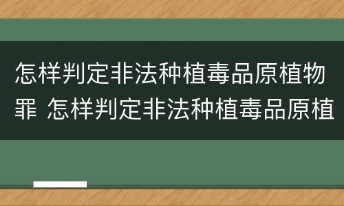 怎样判定非法种植毒品原植物罪 怎样判定非法种植毒品原植物罪行