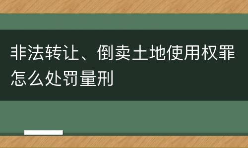 非法转让、倒卖土地使用权罪怎么处罚量刑