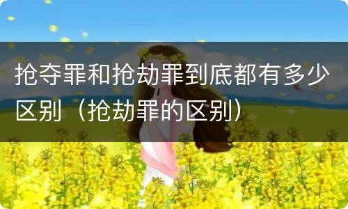 抢夺罪和抢劫罪到底都有多少区别（抢劫罪的区别）