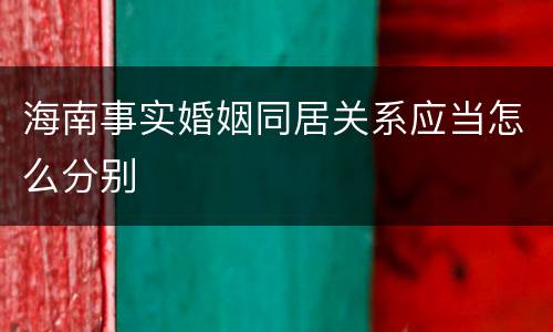 海南事实婚姻同居关系应当怎么分别