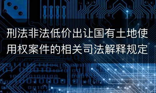 刑法非法低价出让国有土地使用权案件的相关司法解释规定主要内容
