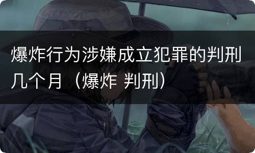 爆炸行为涉嫌成立犯罪的判刑几个月（爆炸 判刑）