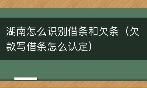 湖南怎么识别借条和欠条（欠款写借条怎么认定）