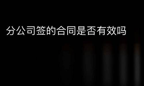 分公司签的合同是否有效吗
