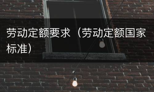 劳动定额要求（劳动定额国家标准）