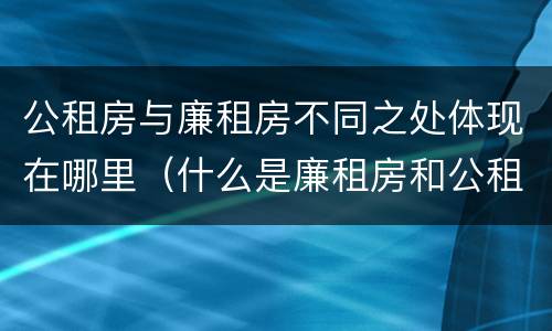 公租房与廉租房不同之处体现在哪里（什么是廉租房和公租房两个有什么特点）