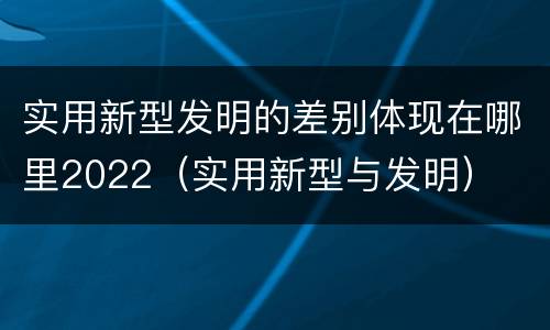 实用新型发明的差别体现在哪里2022（实用新型与发明）