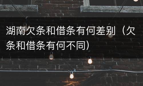 湖南欠条和借条有何差别（欠条和借条有何不同）