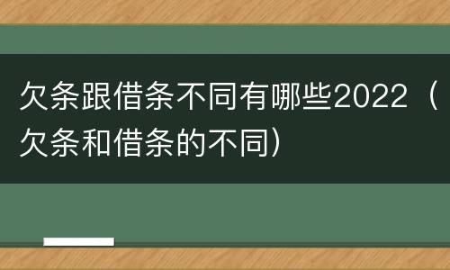 欠条跟借条不同有哪些2022（欠条和借条的不同）
