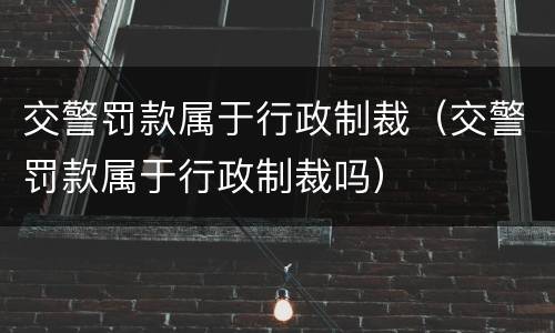 交警罚款属于行政制裁（交警罚款属于行政制裁吗）