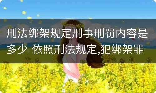 刑法绑架规定刑事刑罚内容是多少 依照刑法规定,犯绑架罪