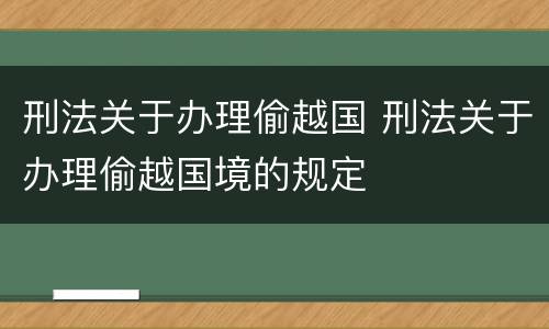 刑法关于办理偷越国 刑法关于办理偷越国境的规定