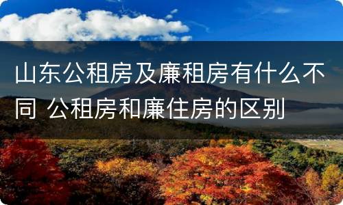 山东公租房及廉租房有什么不同 公租房和廉住房的区别