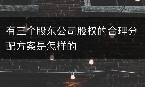 有三个股东公司股权的合理分配方案是怎样的