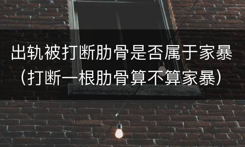出轨被打断肋骨是否属于家暴（打断一根肋骨算不算家暴）