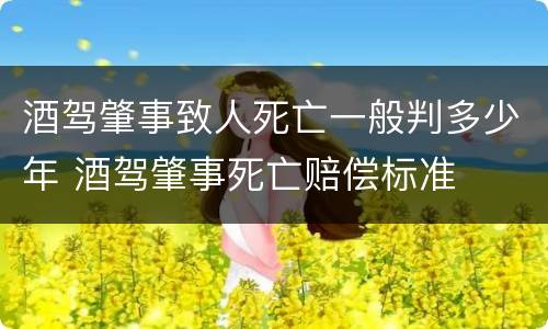 酒驾肇事致人死亡一般判多少年 酒驾肇事死亡赔偿标准