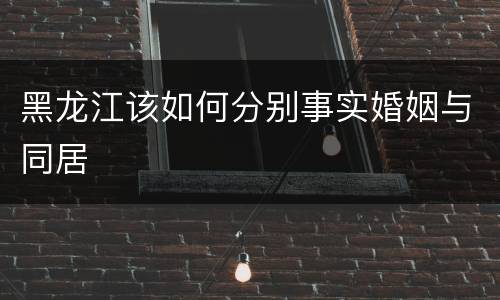 黑龙江该如何分别事实婚姻与同居