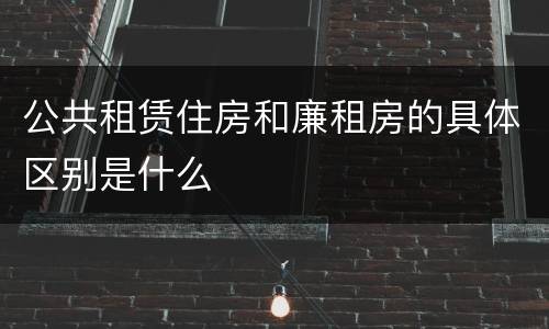 公共租赁住房和廉租房的具体区别是什么
