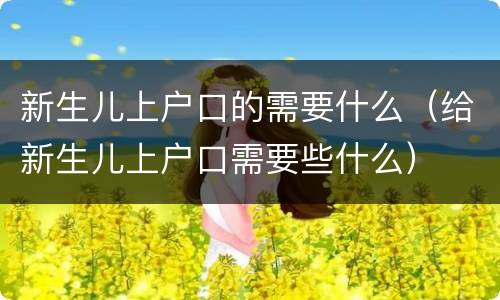 新生儿上户口的需要什么（给新生儿上户口需要些什么）