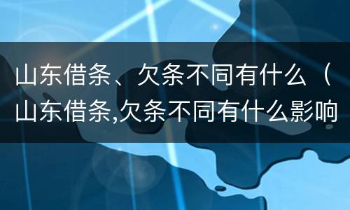 山东借条、欠条不同有什么（山东借条,欠条不同有什么影响）