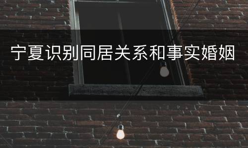 宁夏识别同居关系和事实婚姻