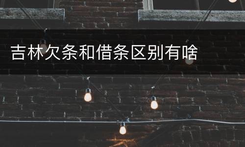 吉林欠条和借条区别有啥