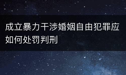 成立暴力干涉婚姻自由犯罪应如何处罚判刑