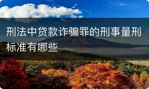 刑法中贷款诈骗罪的刑事量刑标准有哪些
