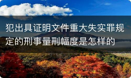 犯出具证明文件重大失实罪规定的刑事量刑幅度是怎样的