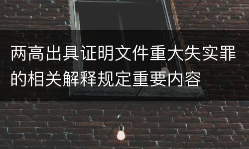 两高出具证明文件重大失实罪的相关解释规定重要内容
