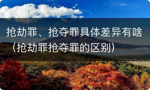 抢劫罪、抢夺罪具体差异有啥（抢劫罪抢夺罪的区别）