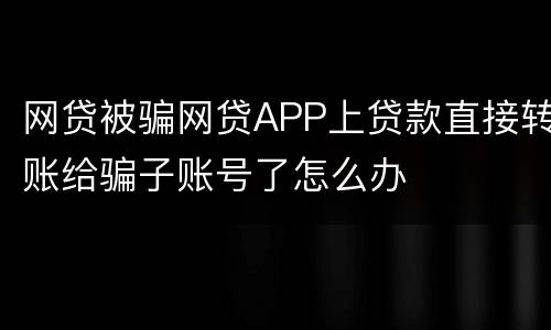 网贷被骗网贷APP上贷款直接转账给骗子账号了怎么办